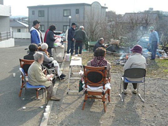 屋外での焚き火イベント
