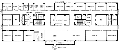 ユニットバス付きの居室の平面図