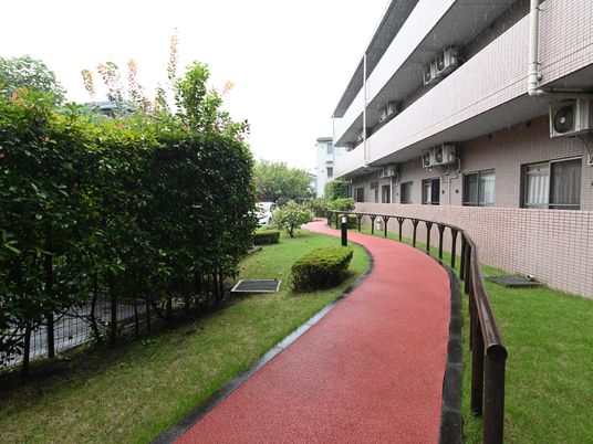 緑豊かな施設の中庭