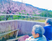 桜の景色を楽しむテラス