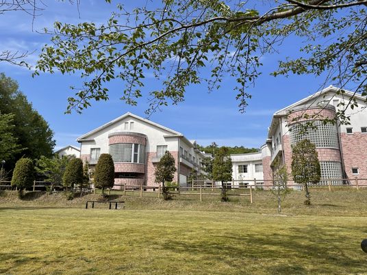 緑に囲まれた建物外観  